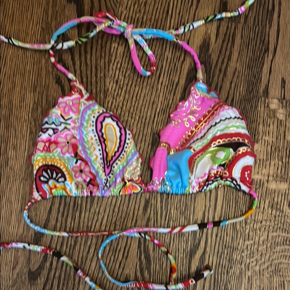 Luli Fama Colorful Paisley Bikini Top XS bottom S - Picture 6 of 12
